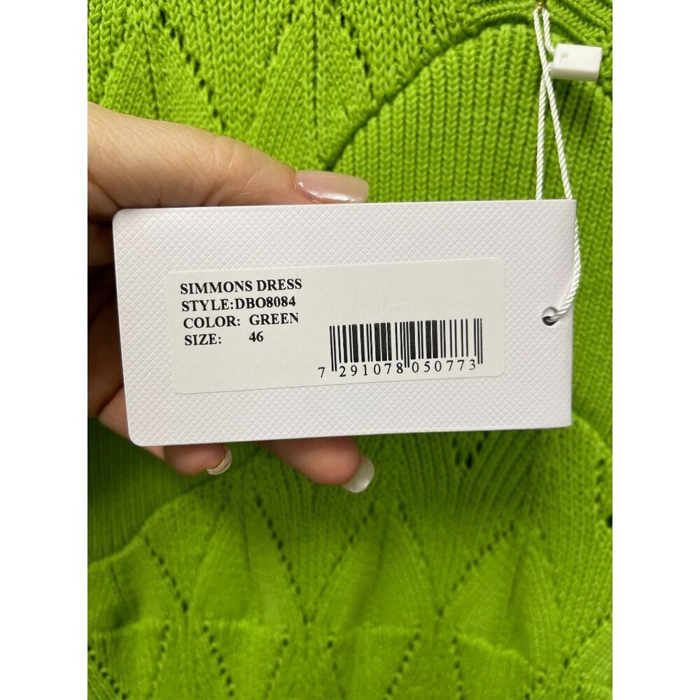 Dodo Bar Or Simmons Green Crochet Pointelle Knit Maxi Dress Sz 46 US10 Large NEW - Picture 9 of 13